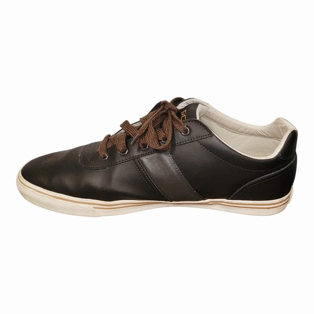 Polo Ralph Lauren Hanford Men's Size 15D Brown Leather Lace Up Casual Sneakers